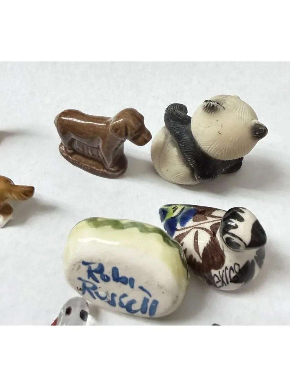 Lot 11 Mini Figures Wade Whimsies Panda Mouse Talavera Collie Poodle Bird Fish